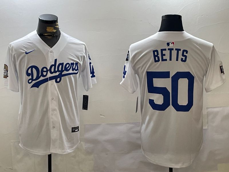 Men Los Angeles Dodgers #50 Betts White Game 2024 Nike MLB Jersey style 1120